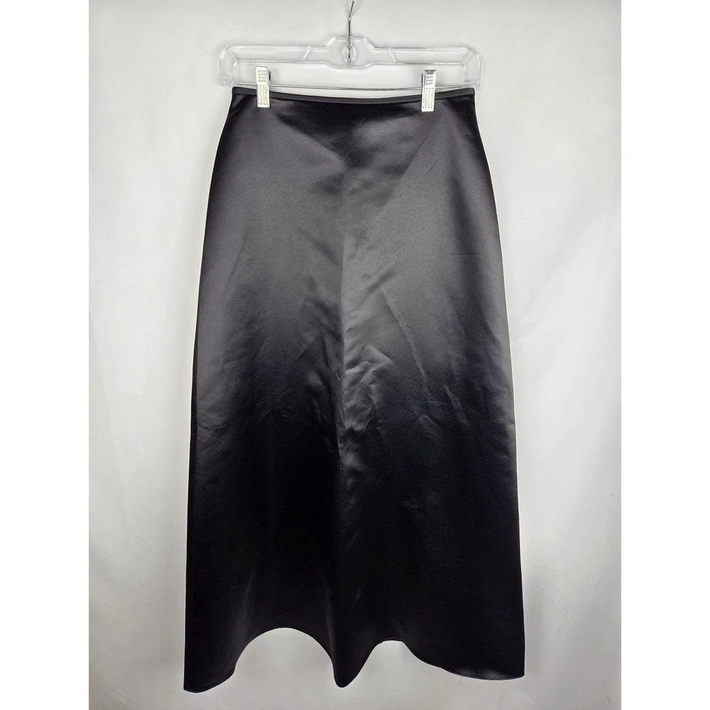 Jessica McClintock Gunne Sax Maxi Skirt 6‎ Black Satin Whimsigoth Vintage EUC!